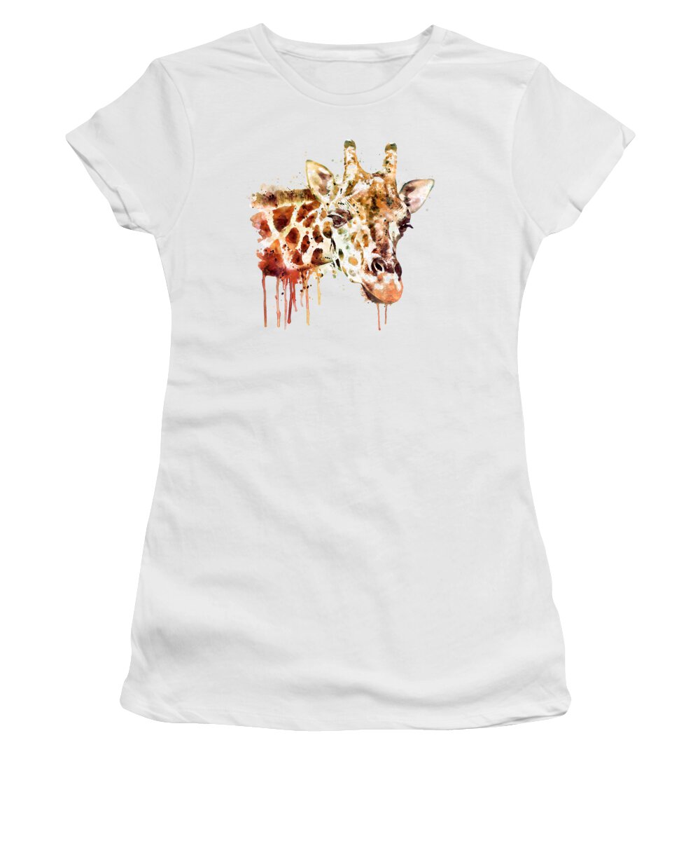 Giraffe Women's T-Shirt featuring the painting Giraffe Head by Marian Voicu
