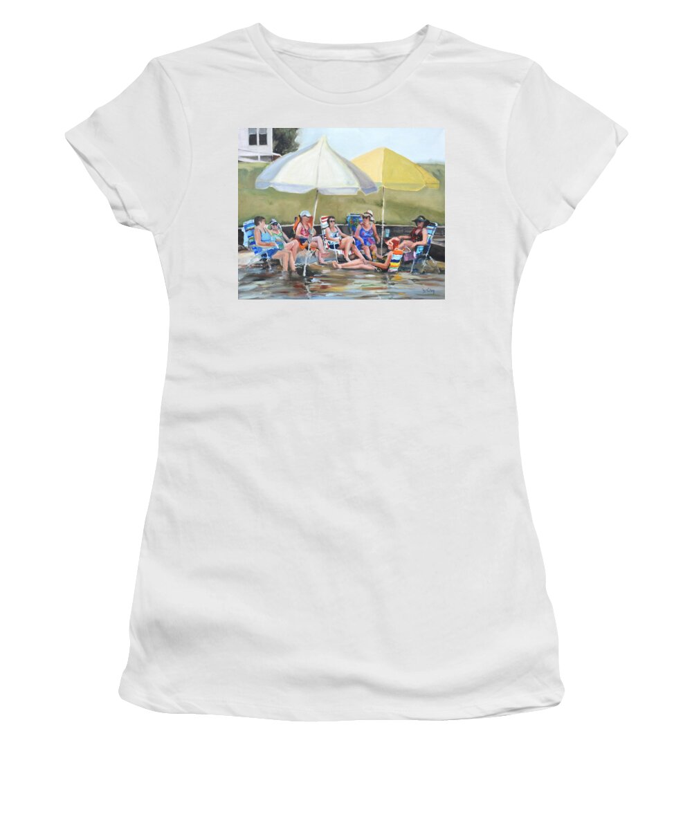 People Women's T-Shirt featuring the painting Girls' Weekend by Donna Tuten
