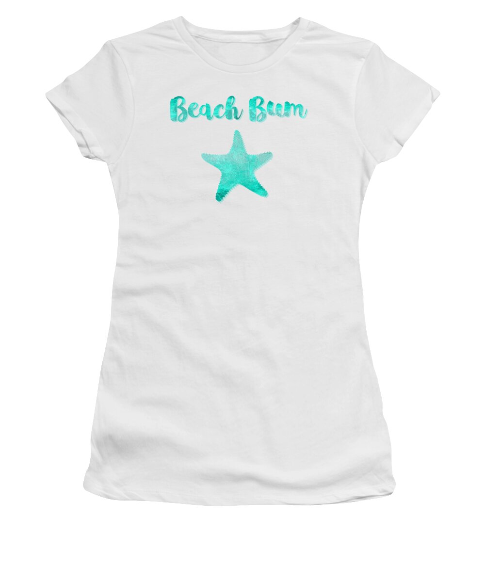 Graphic Design Women's T-Shirt featuring the painting Glam Beach Bum nautical coastal art by Tina Lavoie