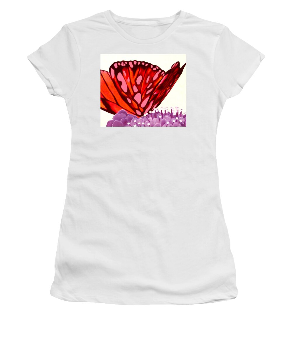 Butterfly Women's T-Shirt featuring the painting Glass Wings by Renee Noel