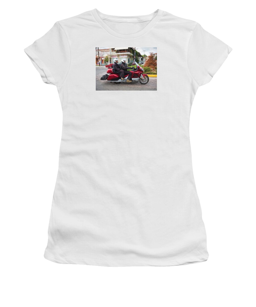 Bike Women's T-Shirt featuring the digital art Gold Wing Motorbike 3 by Roy Pedersen
