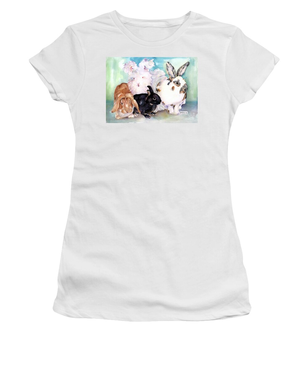 Animal Artwork Women's T-Shirt featuring the painting Good Hare Day by Pat Saunders-White