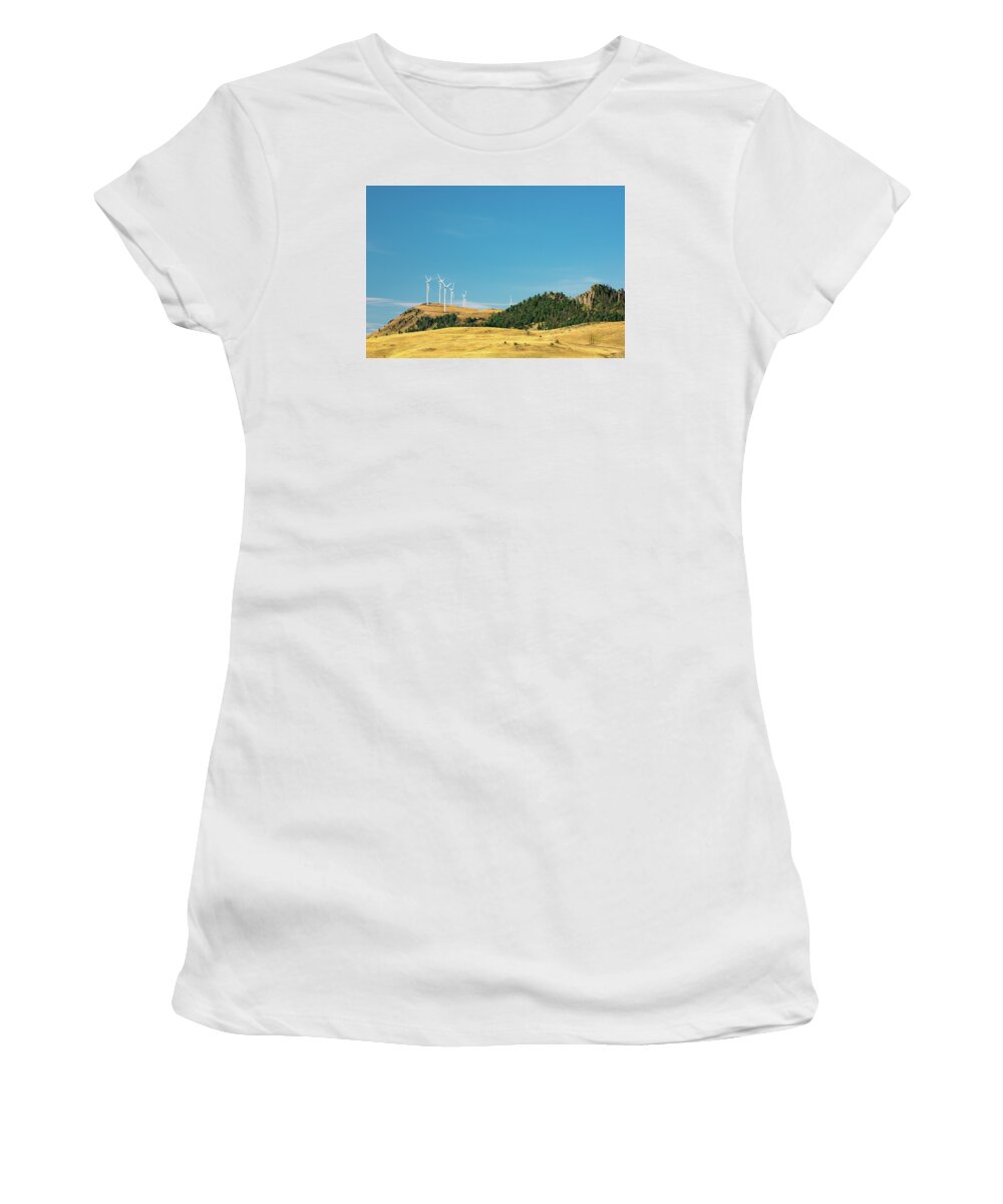 Wind Turbines Women's T-Shirt featuring the photograph Gordons Butte Turbines by Todd Klassy