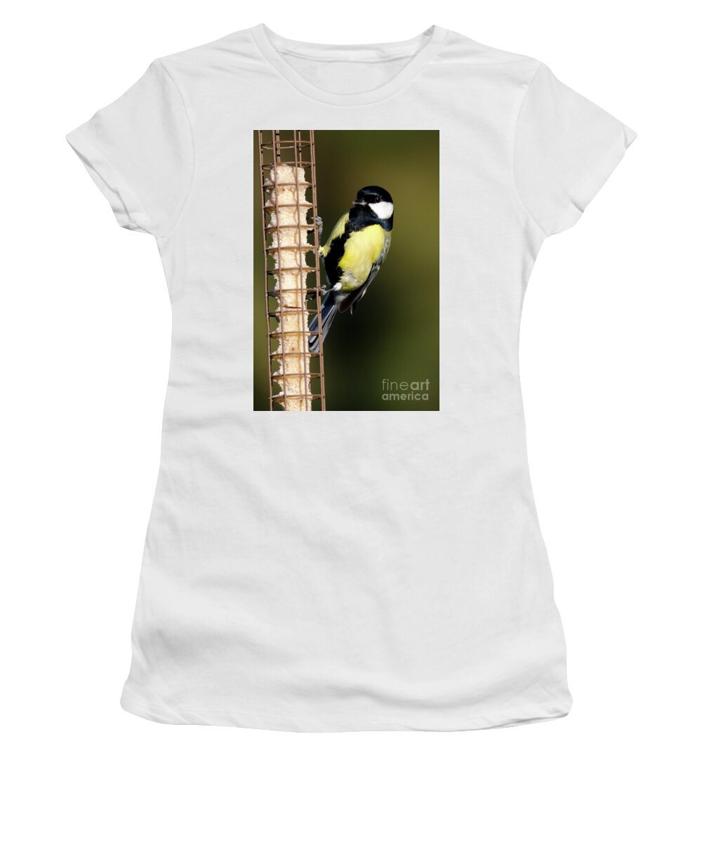 Great Tit Women's T-Shirt featuring the photograph Great tit on feeder by Steev Stamford