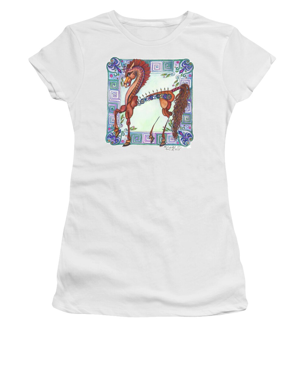 Trojan Women's T-Shirt featuring the painting Greek Gift right by Melinda Dare Benfield