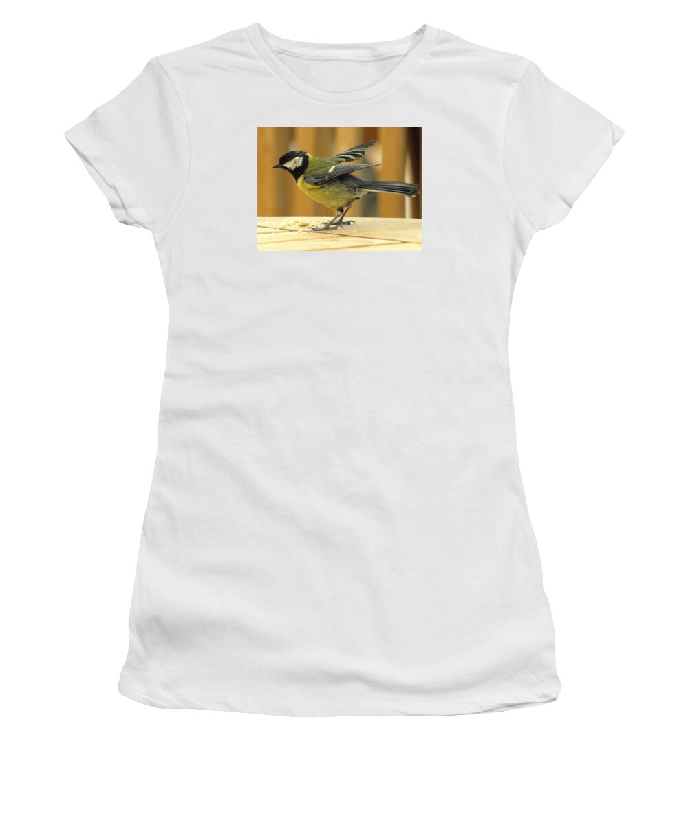 Birds Women's T-Shirt featuring the photograph Greenfinch by Richard Denyer