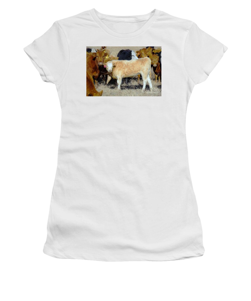 Calf Women's T-Shirt featuring the photograph Growing up by Merle Grenz