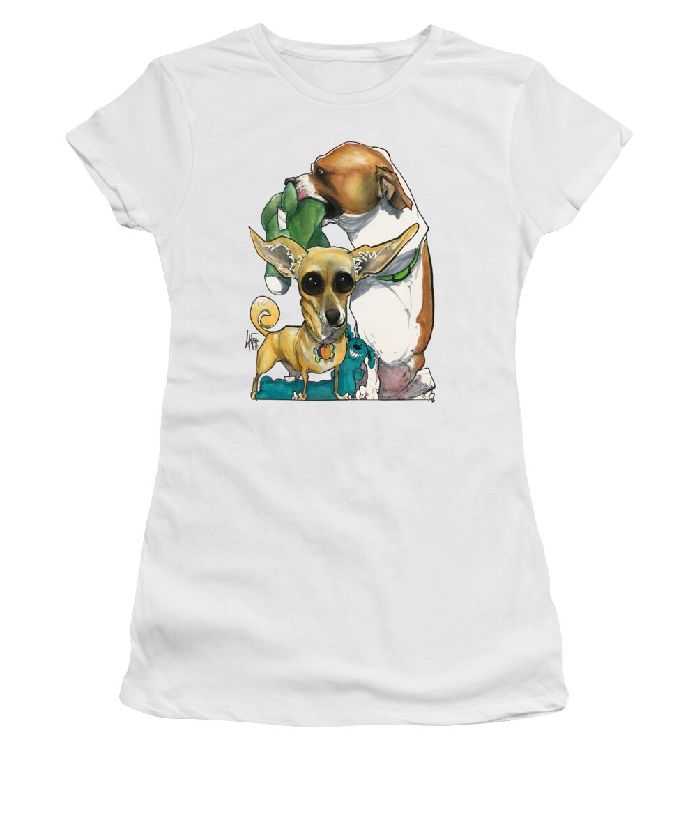 Pet Portrait Women's T-Shirt featuring the drawing Hackenjos 3219-1 by Canine Caricatures By John LaFree