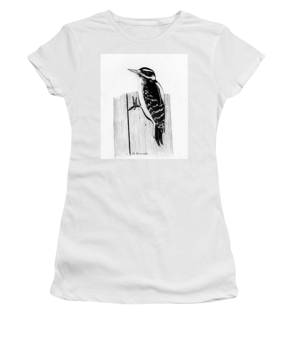 Bird Drawing Women's T-Shirt featuring the drawing Hairy by George Sonner