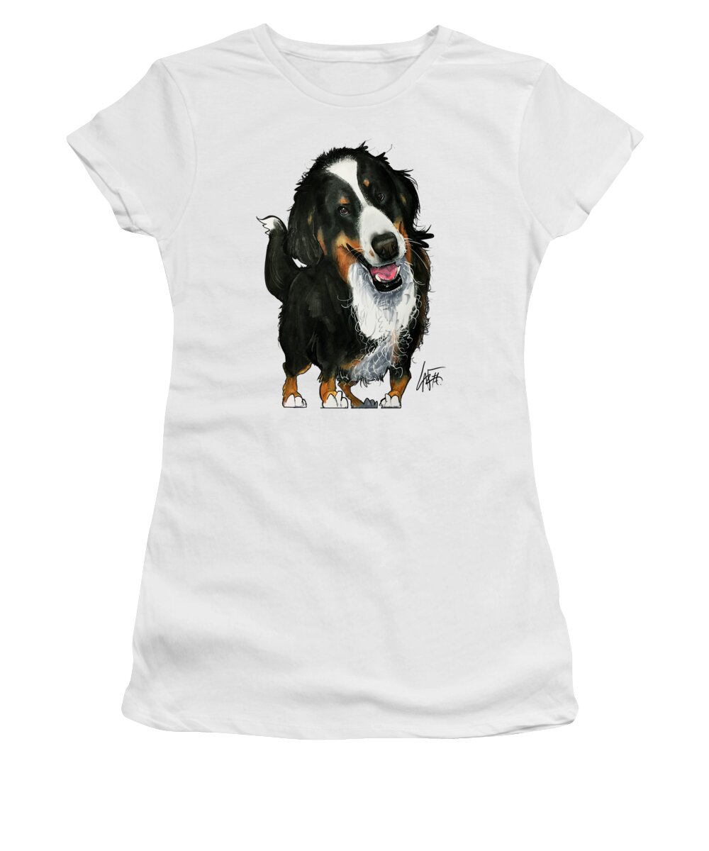 Bernese Mountain Dog Women's T-Shirt featuring the drawing Hanson 3916 by Canine Caricatures By John LaFree