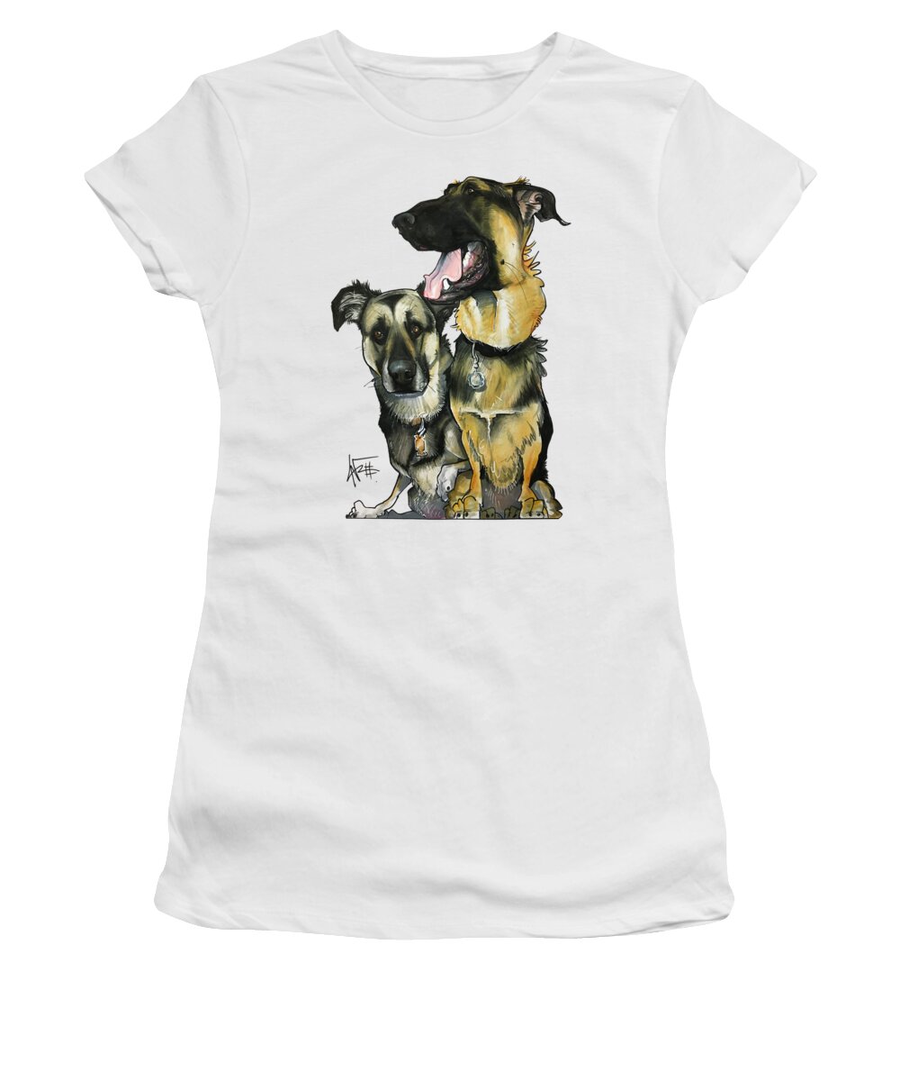 Pet Portrait Women's T-Shirt featuring the drawing Hart 3306 by Canine Caricatures By John LaFree