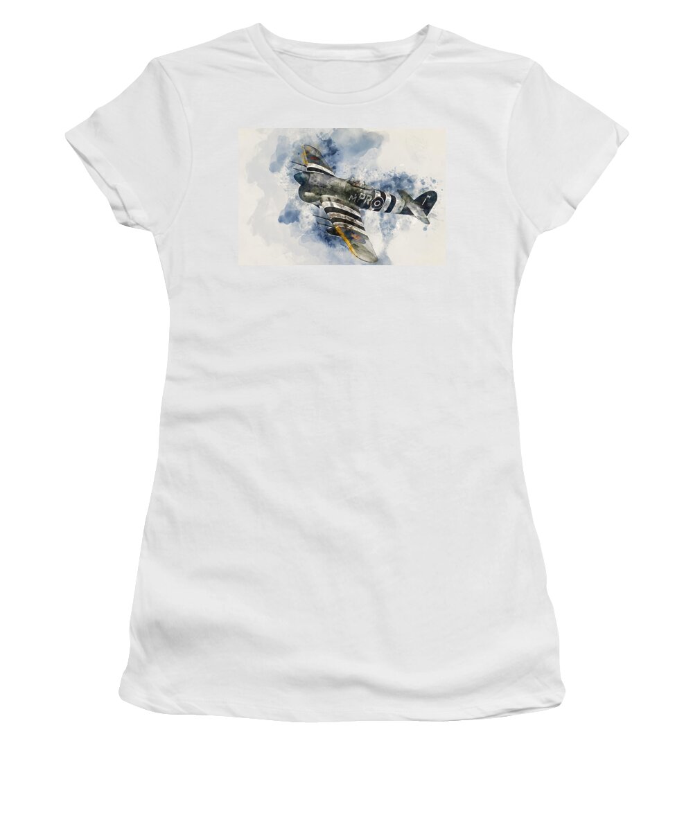 Typhoon Women's T-Shirt featuring the painting Hawker Typhoon - 03 by AM FineArtPrints