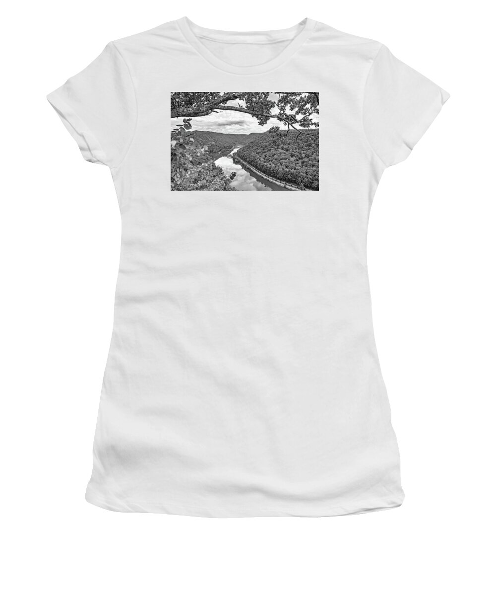 Landscape Women's T-Shirt featuring the photograph Hawk's Nest WV 7 BW by Steve Harrington