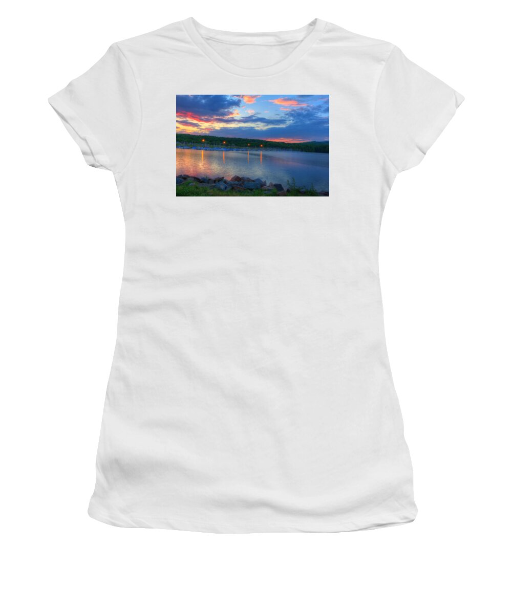 Lake Women's T-Shirt featuring the photograph HDR Sunset #2 by Hunter Kressler