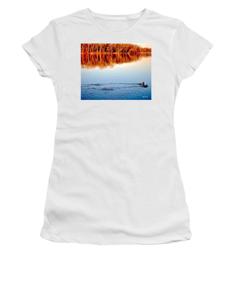Ducks Women's T-Shirt featuring the photograph Heading Home by Susie Loechler