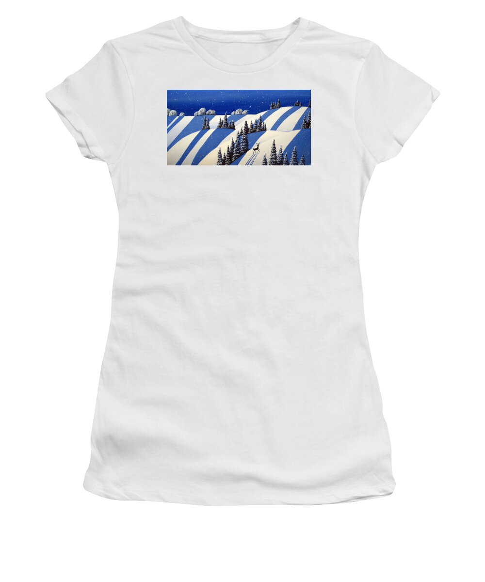 Art Women's T-Shirt featuring the painting Heading North - modern winter landscape by Debbie Criswell