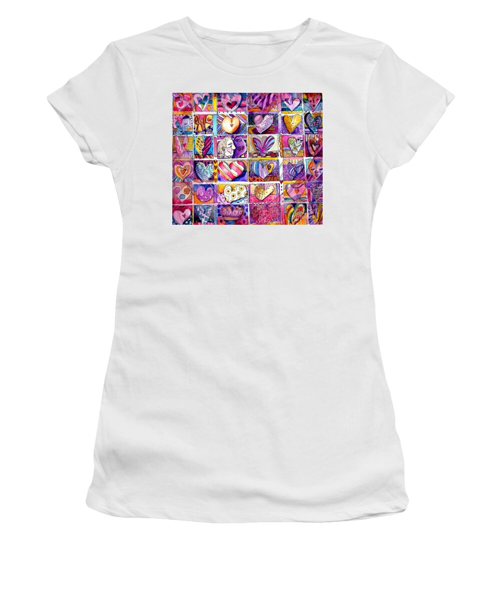 Love Women's T-Shirt featuring the painting Heart 2 Heart by Mindy Newman