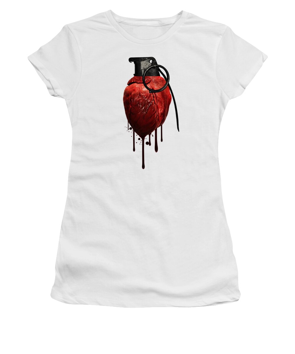 Heart Women's T-Shirt featuring the mixed media Heart Grenade by Nicklas Gustafsson