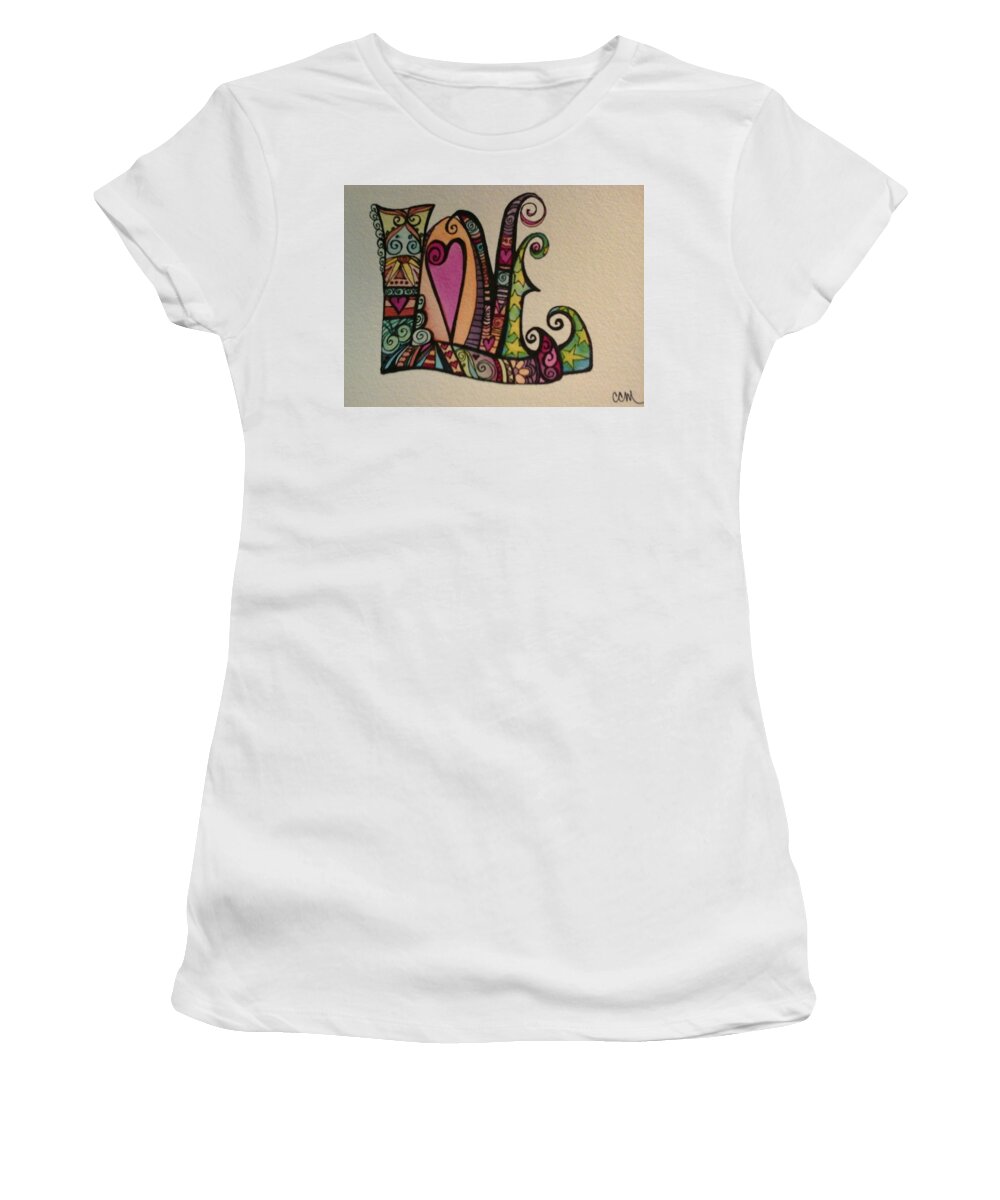 Love Women's T-Shirt featuring the painting Hearts by Claudia Cole Meek