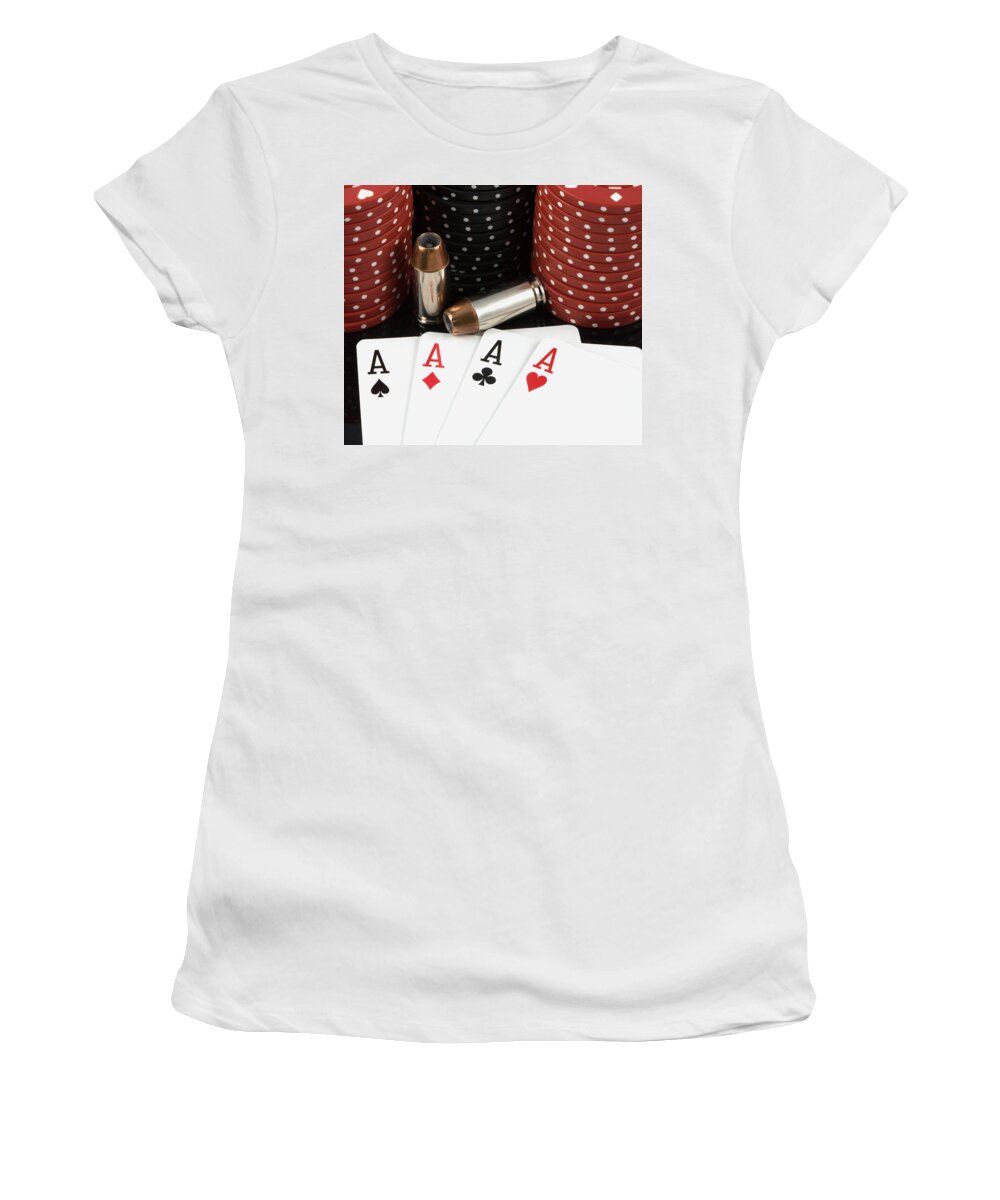 Aces Women's T-Shirt featuring the photograph High Stakes Poker by Al Mueller