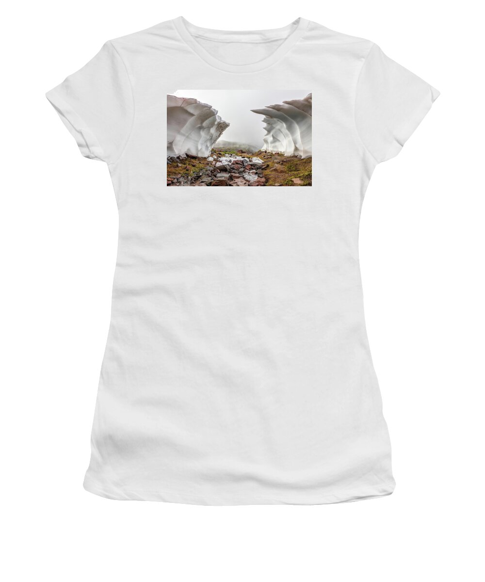 Mount Rainier Women's T-Shirt featuring the photograph Hiking on Mount Rainier by Pierre Leclerc Photography