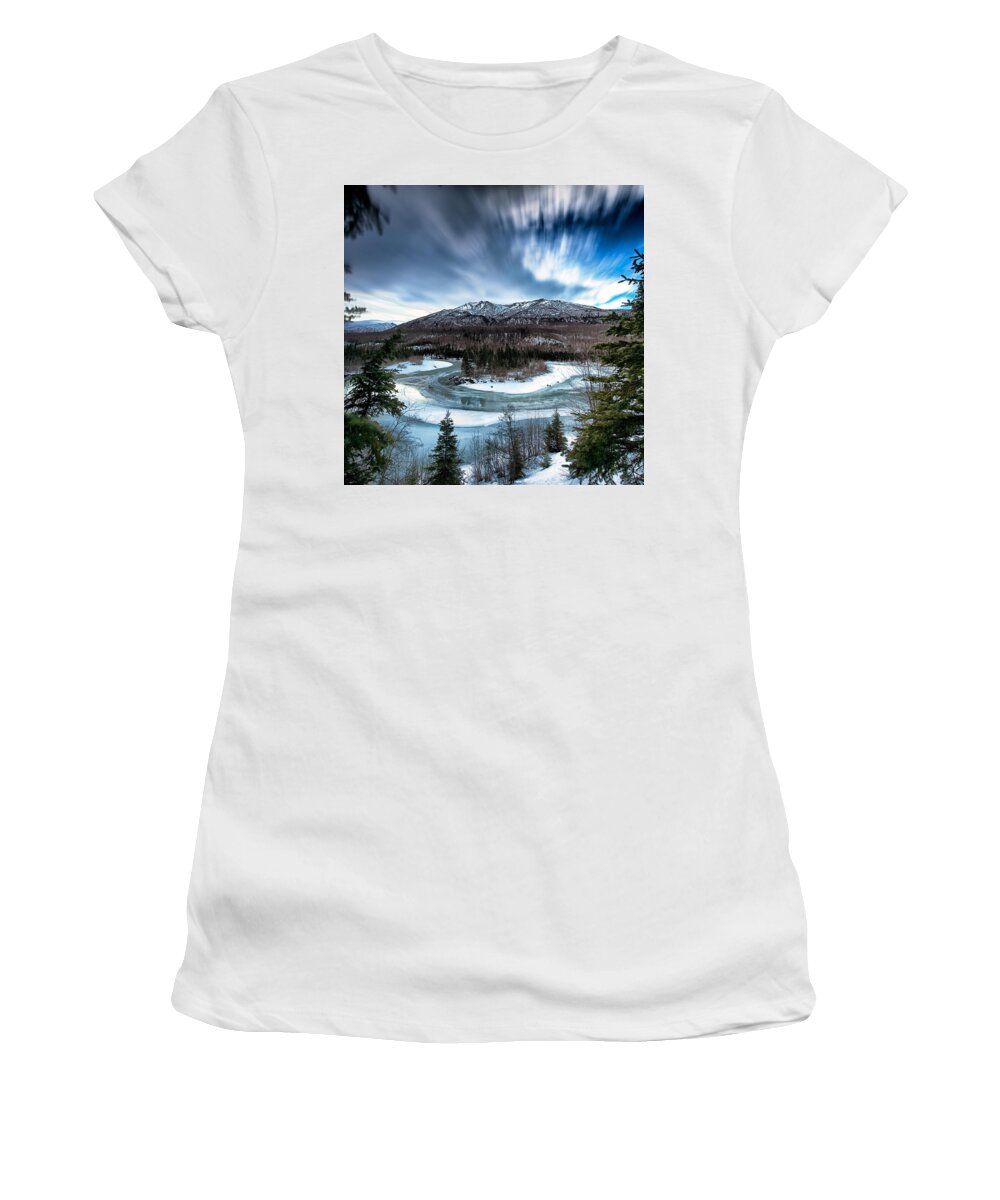Alaska Women's T-Shirt featuring the photograph Hiland by Ed Boudreau