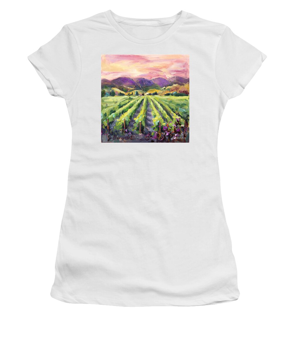 Impressionist Landscape Women's T-Shirt featuring the painting Hills of Fire by Jennifer Beaudet