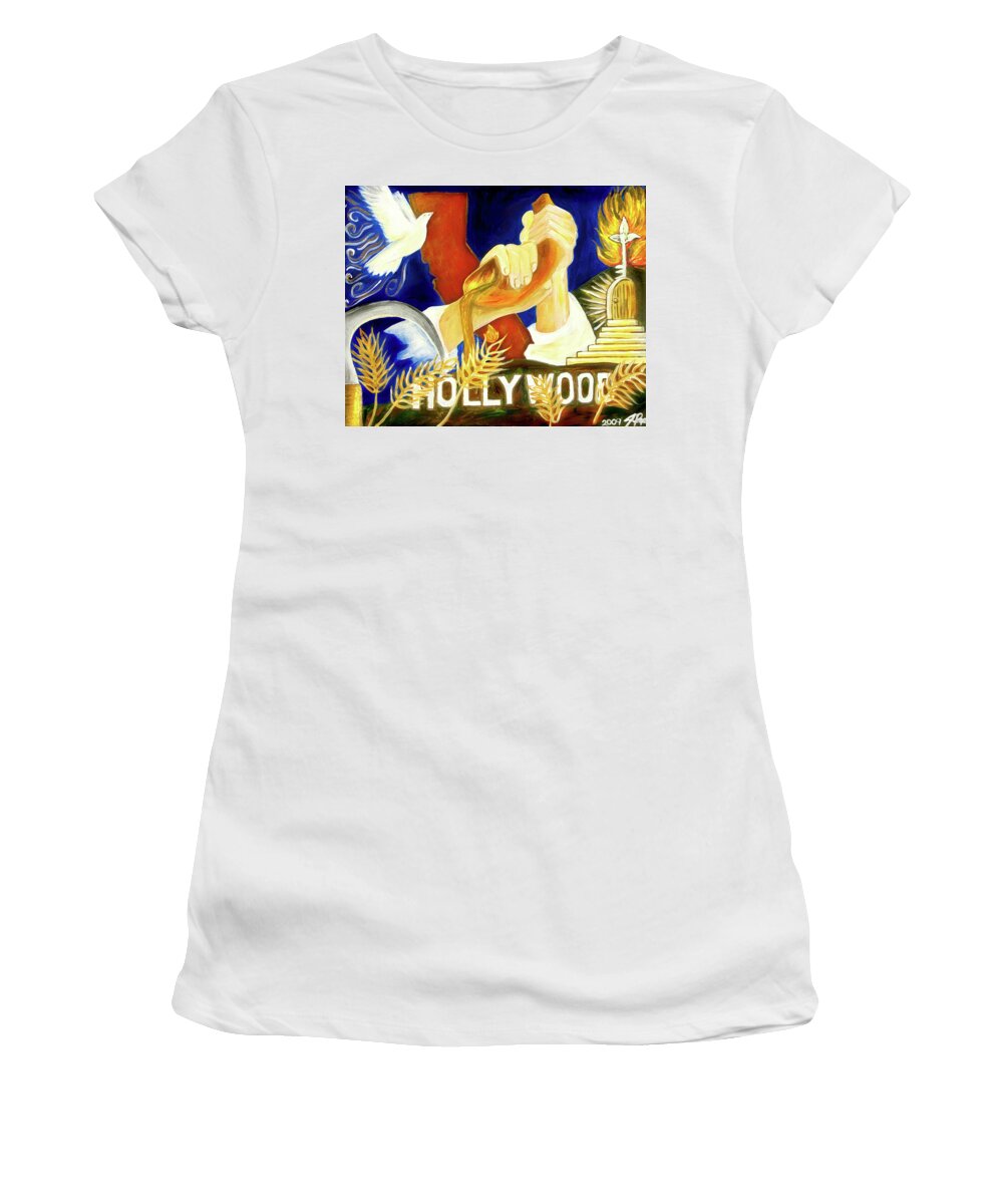 Jennifer Page Women's T-Shirt featuring the painting HollyWood by Jennifer Page