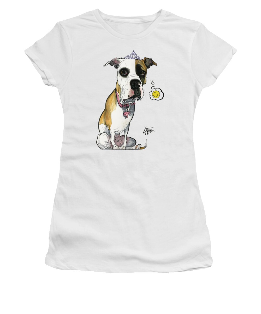 Boxer Women's T-Shirt featuring the drawing Holzermer 3881 by Canine Caricatures By John LaFree