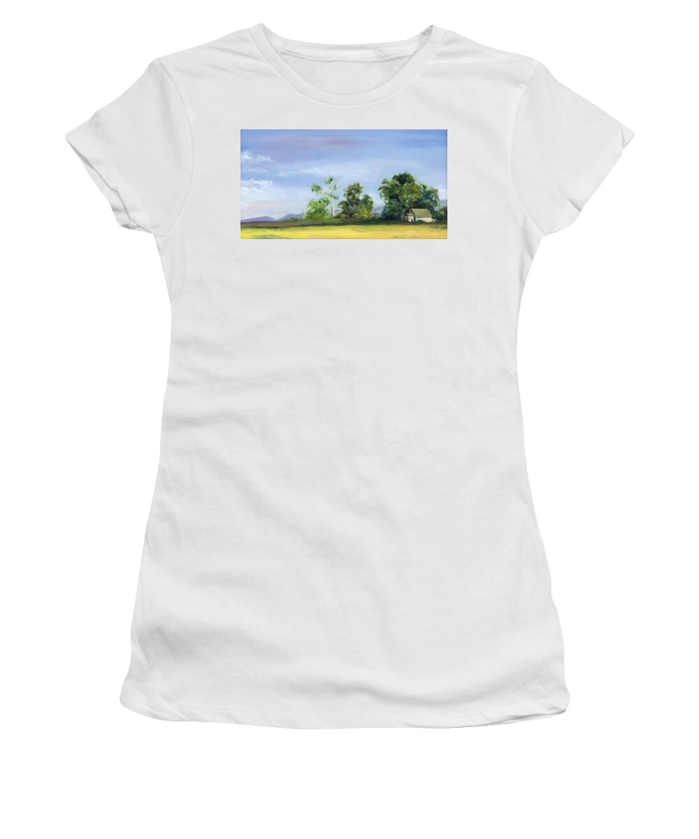 Plein Air Women's T-Shirt featuring the painting Homestead by Nila Jane Autry