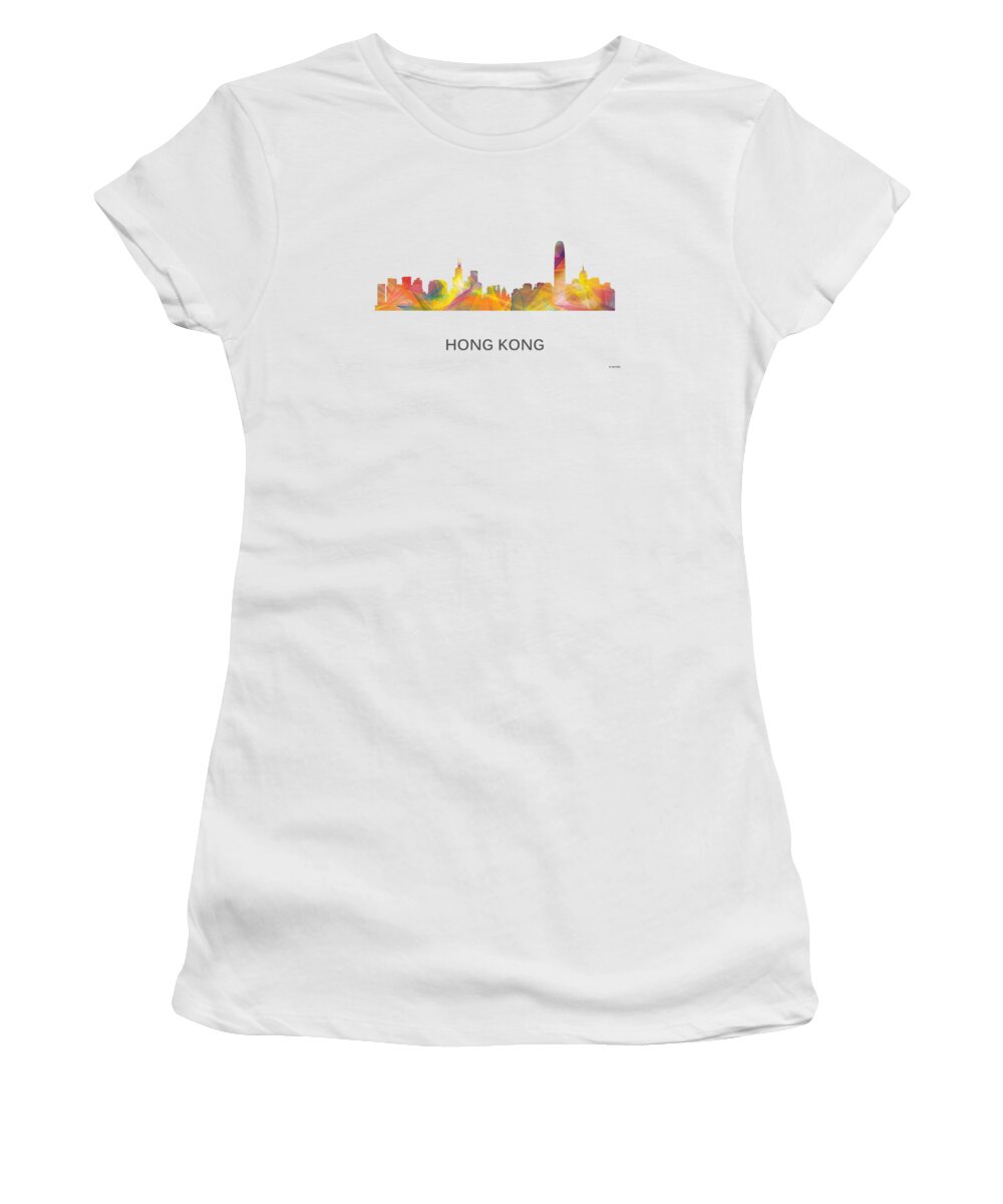 Hong Kong China Skyline Women's T-Shirt featuring the digital art Hong Kong China Skyline by Marlene Watson