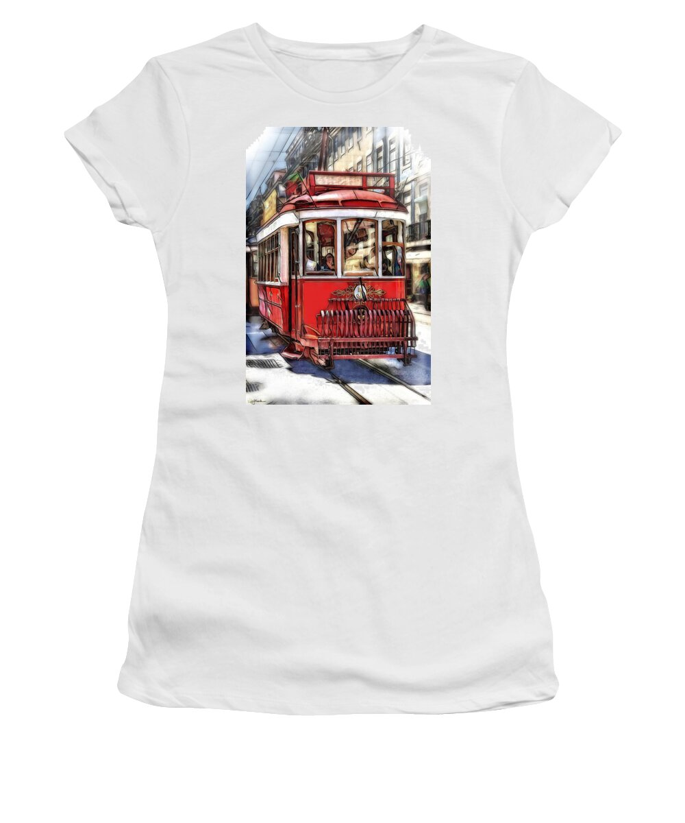 Tram Women's T-Shirt featuring the digital art Hop On Hop Off by Pennie McCracken