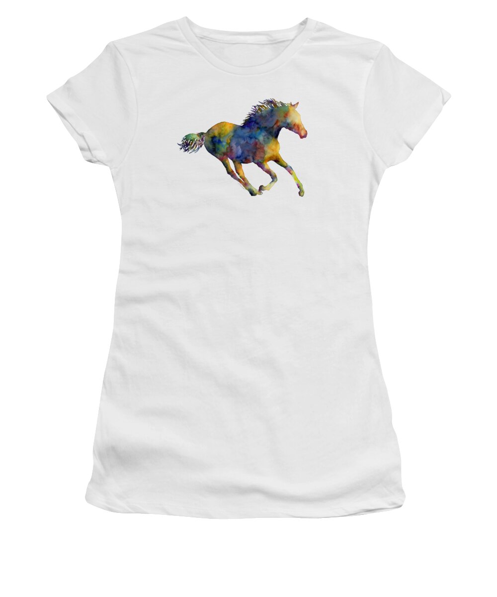Horse Women's T-Shirt featuring the painting Horse Running by Hailey E Herrera
