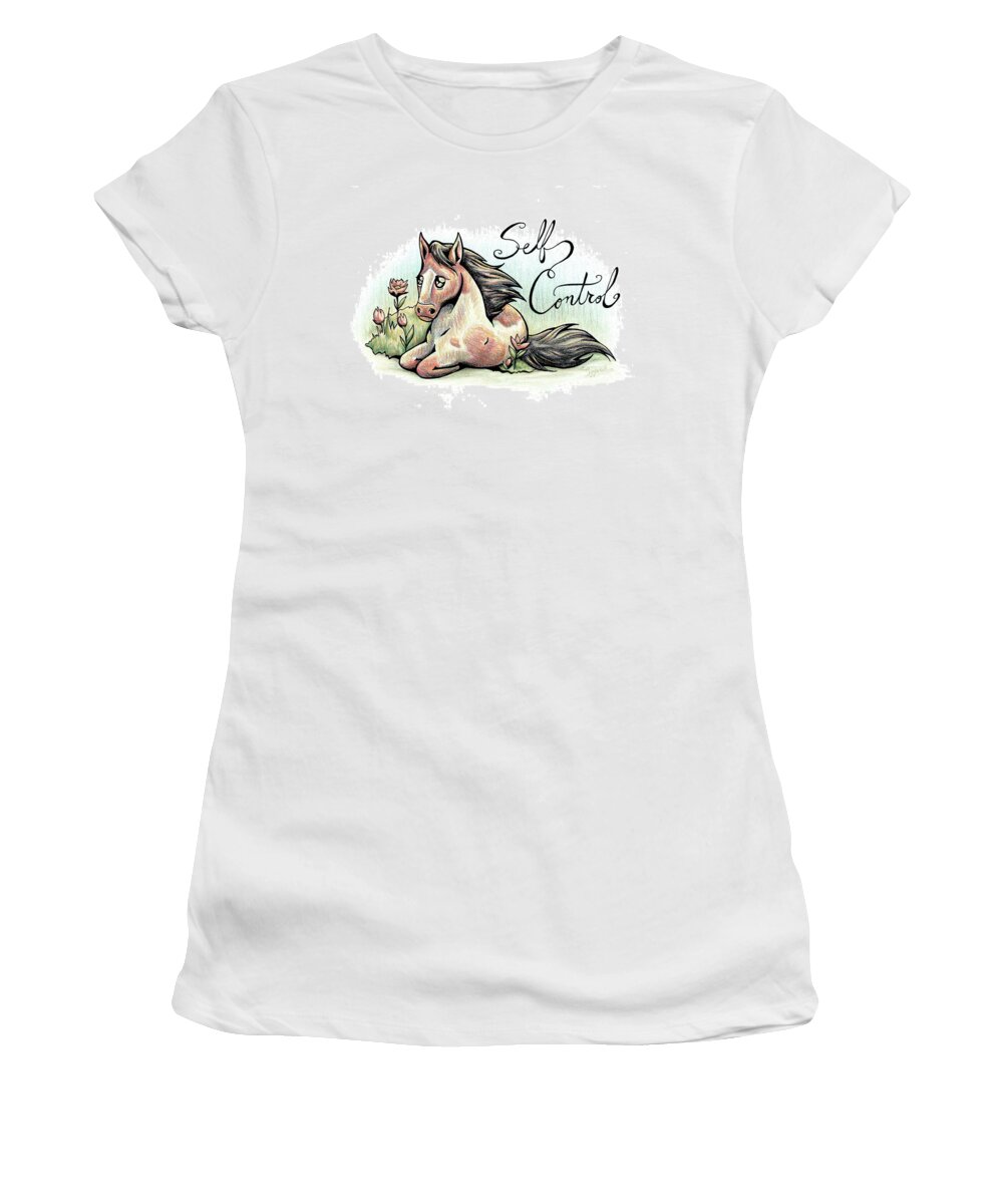 Inspirational Women's T-Shirt featuring the drawing Inspirational Animal PONY by Sipporah Art and Illustration