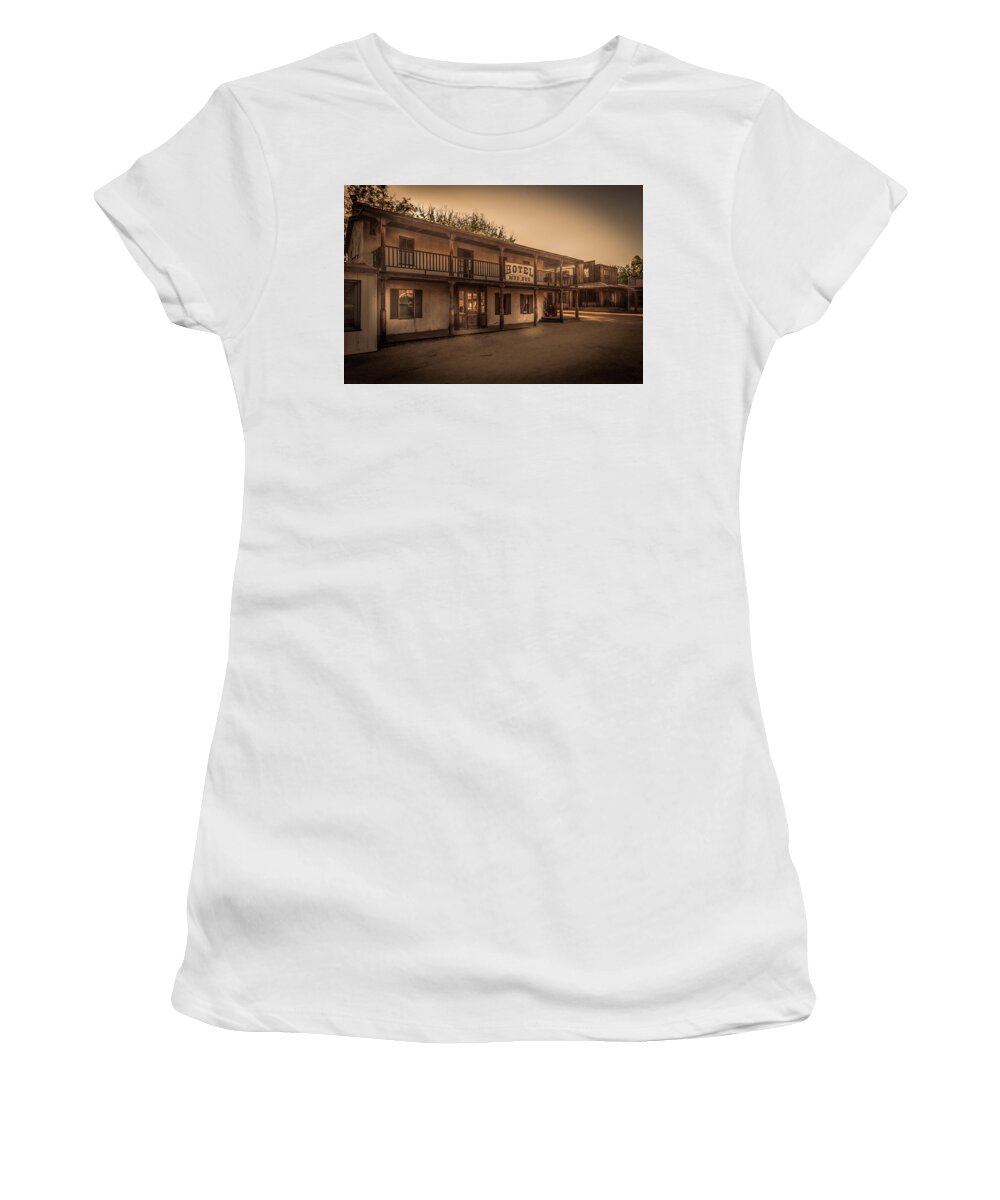 Ghost Town Women's T-Shirt featuring the photograph Hotel Mud Bug by Gene Parks