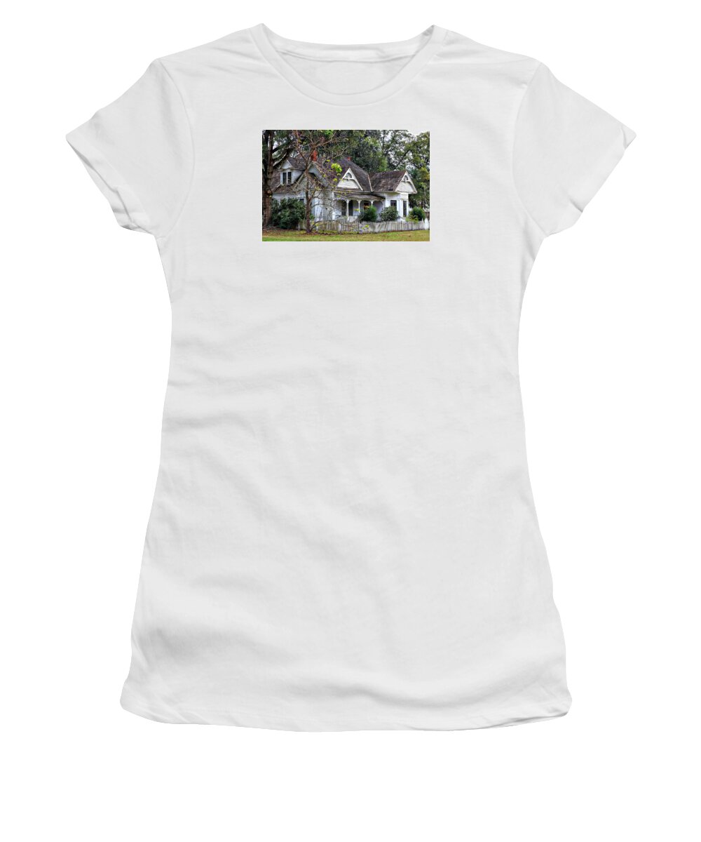 Burnt Corn Alabama Women's T-Shirt featuring the photograph House with a Picket Fence by Lynn Jordan