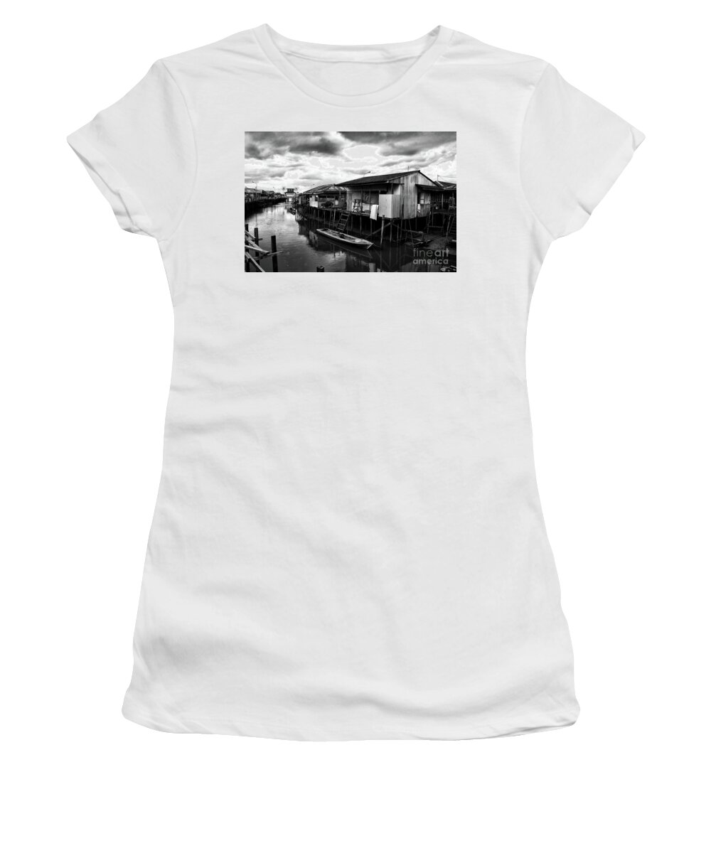 Kalimantan Women's T-Shirt featuring the photograph Houses In Kalimantan by Charuhas Images