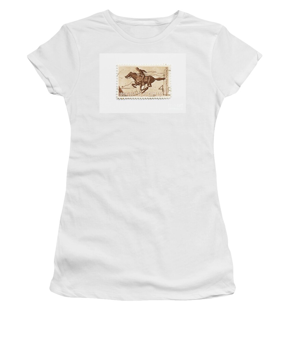 1960 Women's T-Shirt featuring the photograph Hundred years Pony Express by Patricia Hofmeester
