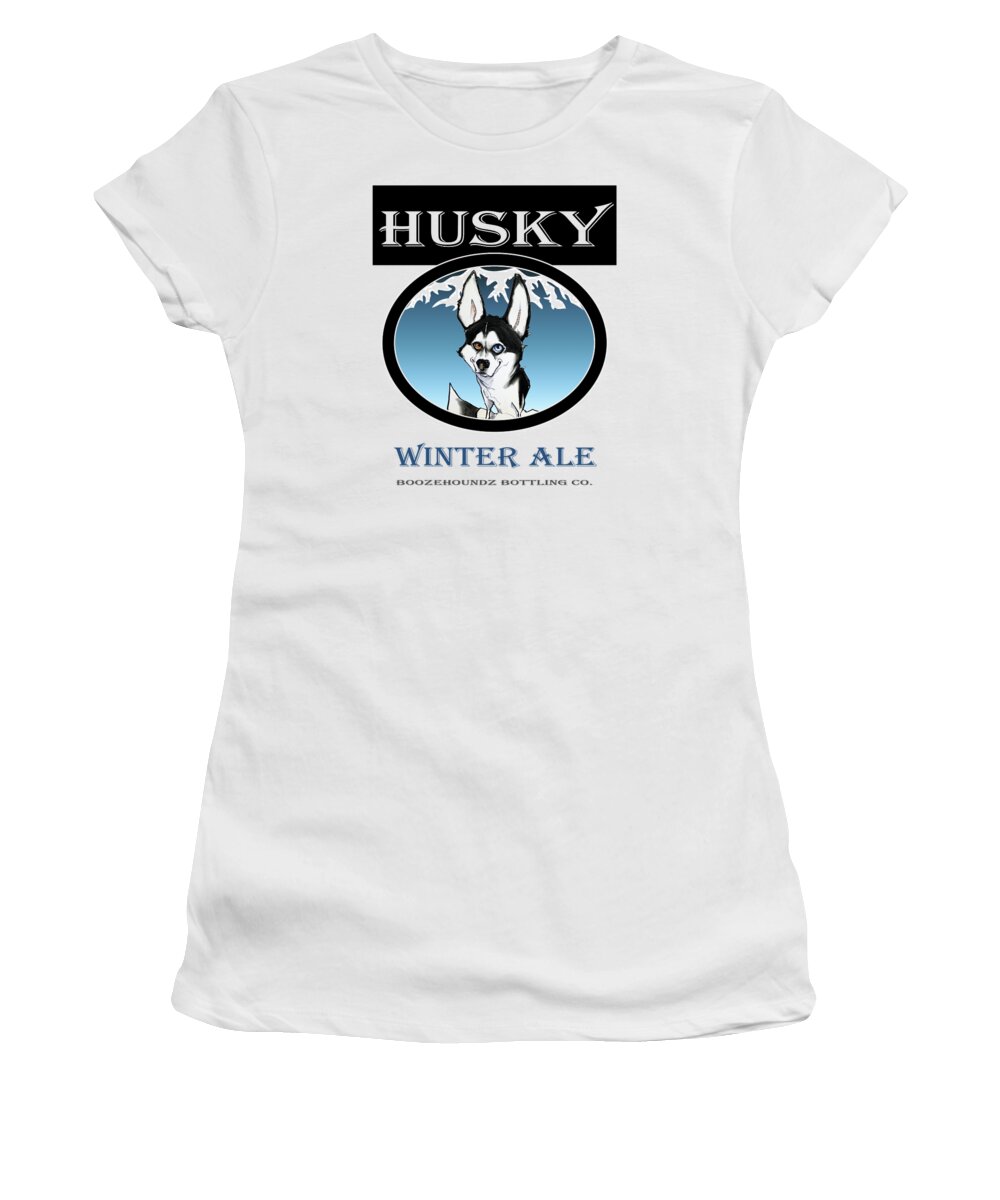 Beer Women's T-Shirt featuring the drawing Husky Winter Ale by Canine Caricatures By John LaFree