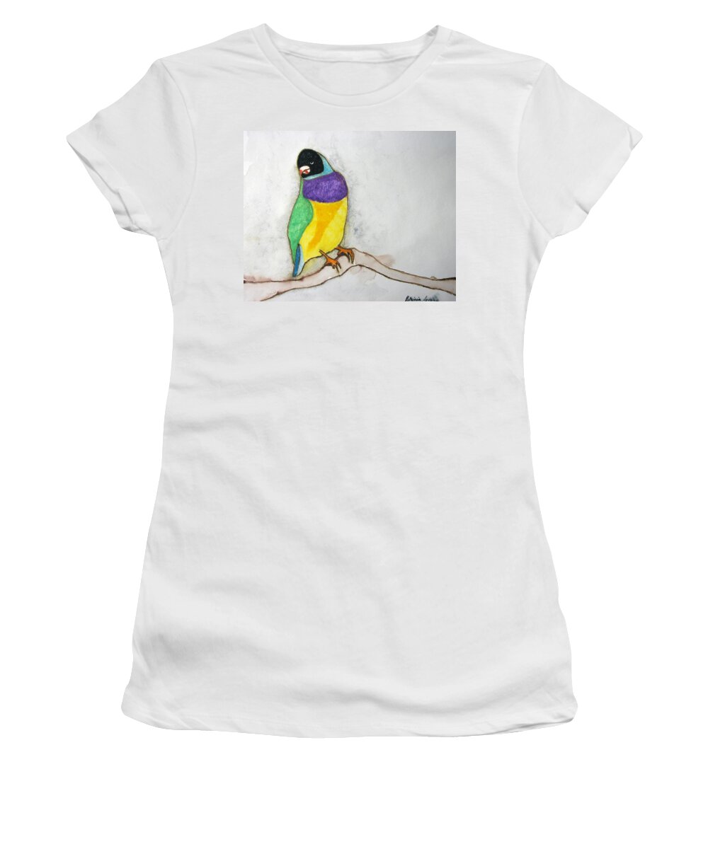 Birds Women's T-Shirt featuring the painting I Don't Care by Patricia Arroyo