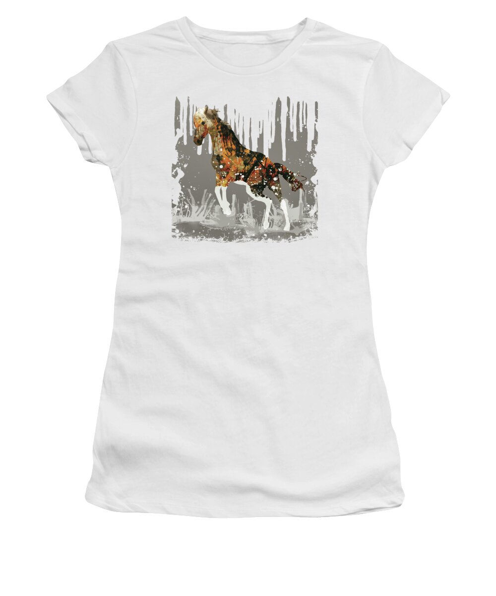 Abstract Horse Animal Wildlife Texture Women's T-Shirt featuring the digital art Ice Horse by Katherine Smit