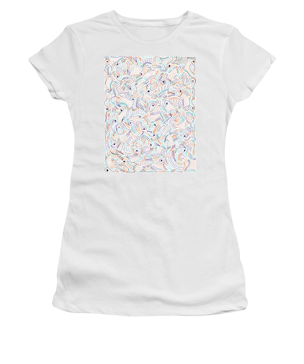 Mazes Women's T-Shirt featuring the drawing Imagine by Steven Natanson