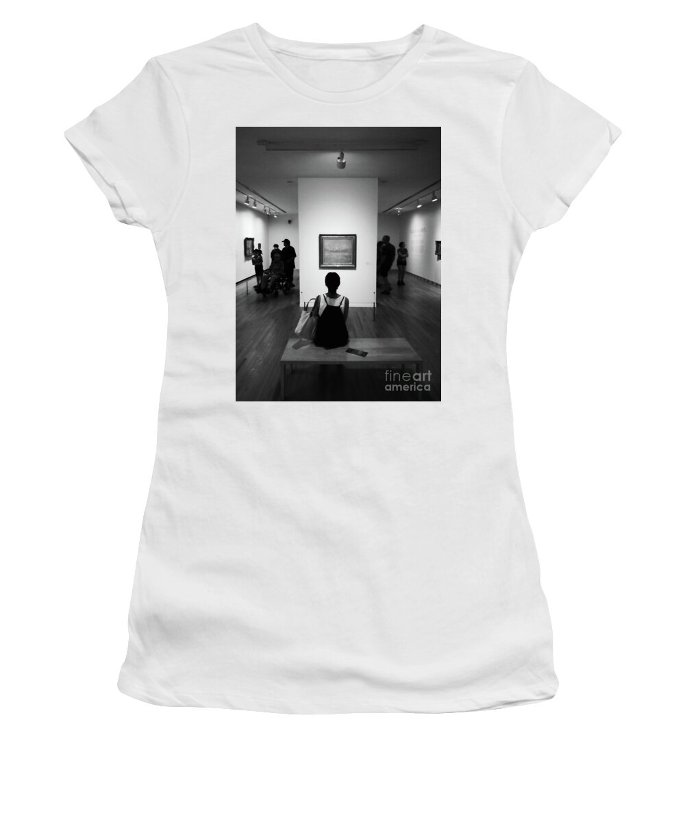 Black And White Women's T-Shirt featuring the photograph In Front Of Monet's Painting by Fei A