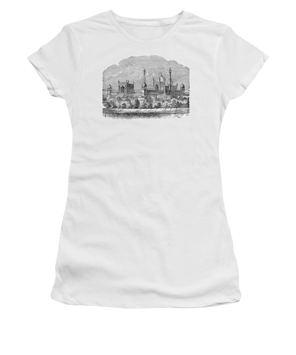 1894 Women's T-Shirt featuring the drawing INDIA, JAMA MASJID, c1894. by Granger
