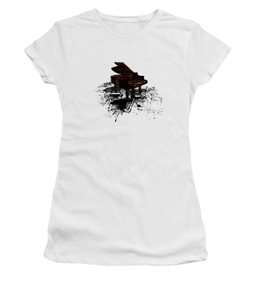 Ink Women's T-Shirt featuring the digital art Inked Gold Piano by Barbara St Jean