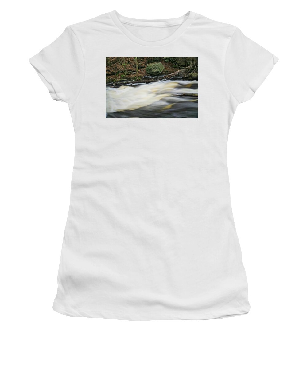 Waterfall Women's T-Shirt featuring the photograph Into the Breach by Allan Van Gasbeck