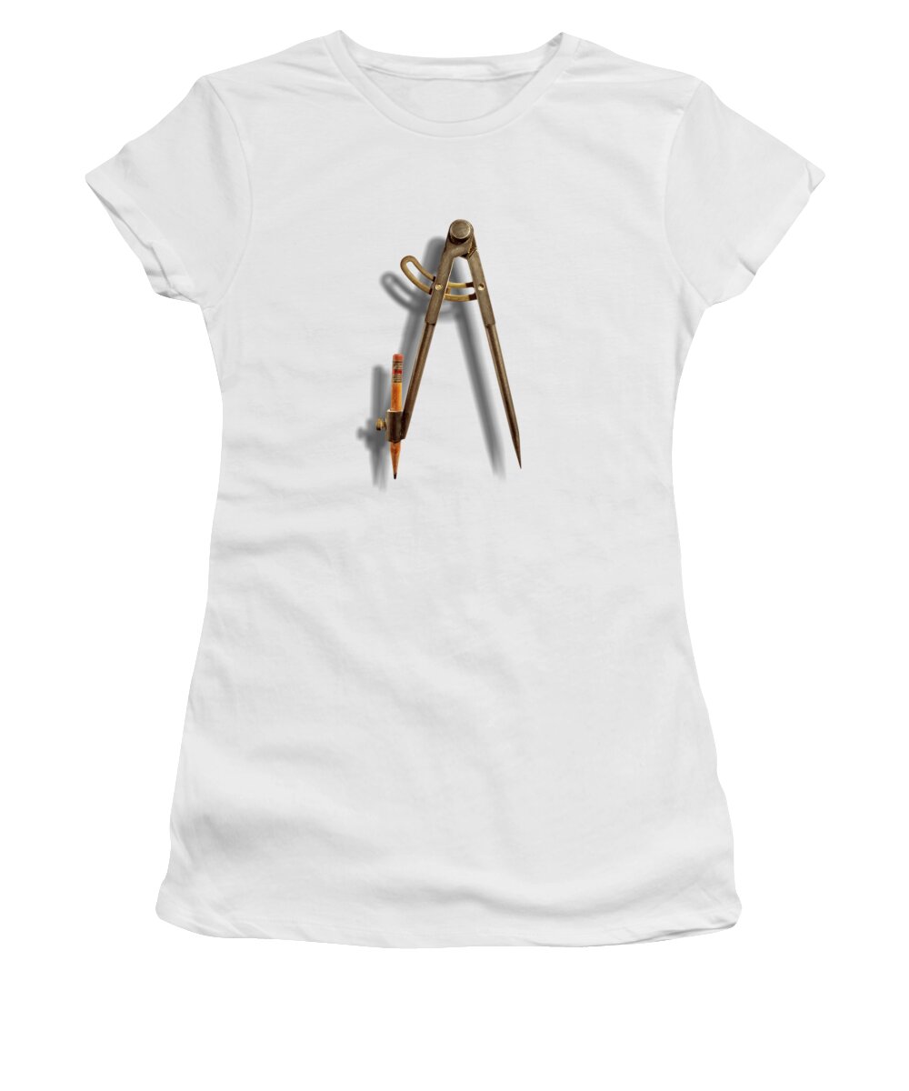 Compass Women's T-Shirt featuring the photograph Iron Compass Backside Floating on White by YoPedro
