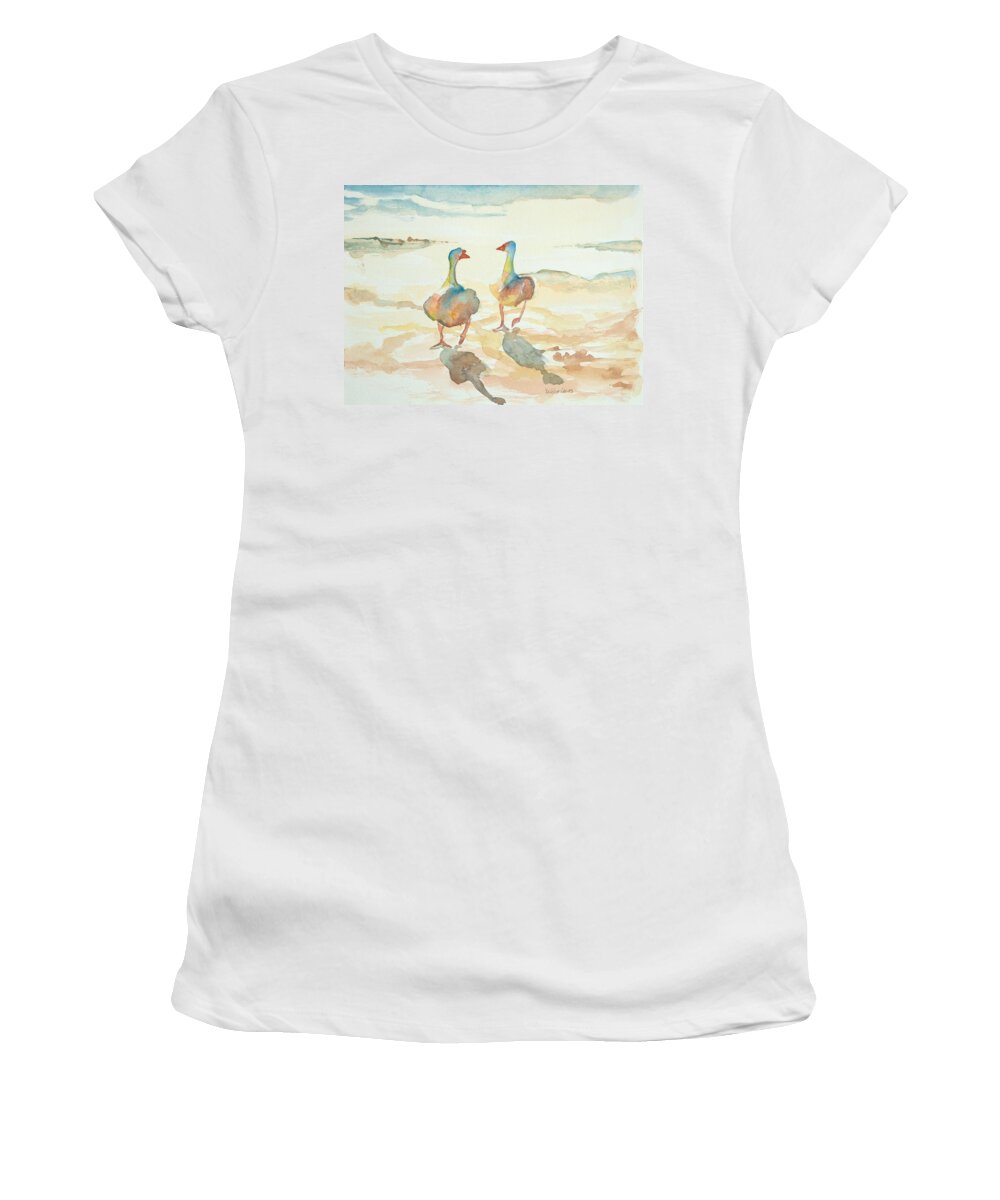 Watercolors For Sale Women's T-Shirt featuring the painting It's a Ducky Day by Debbie Lewis
