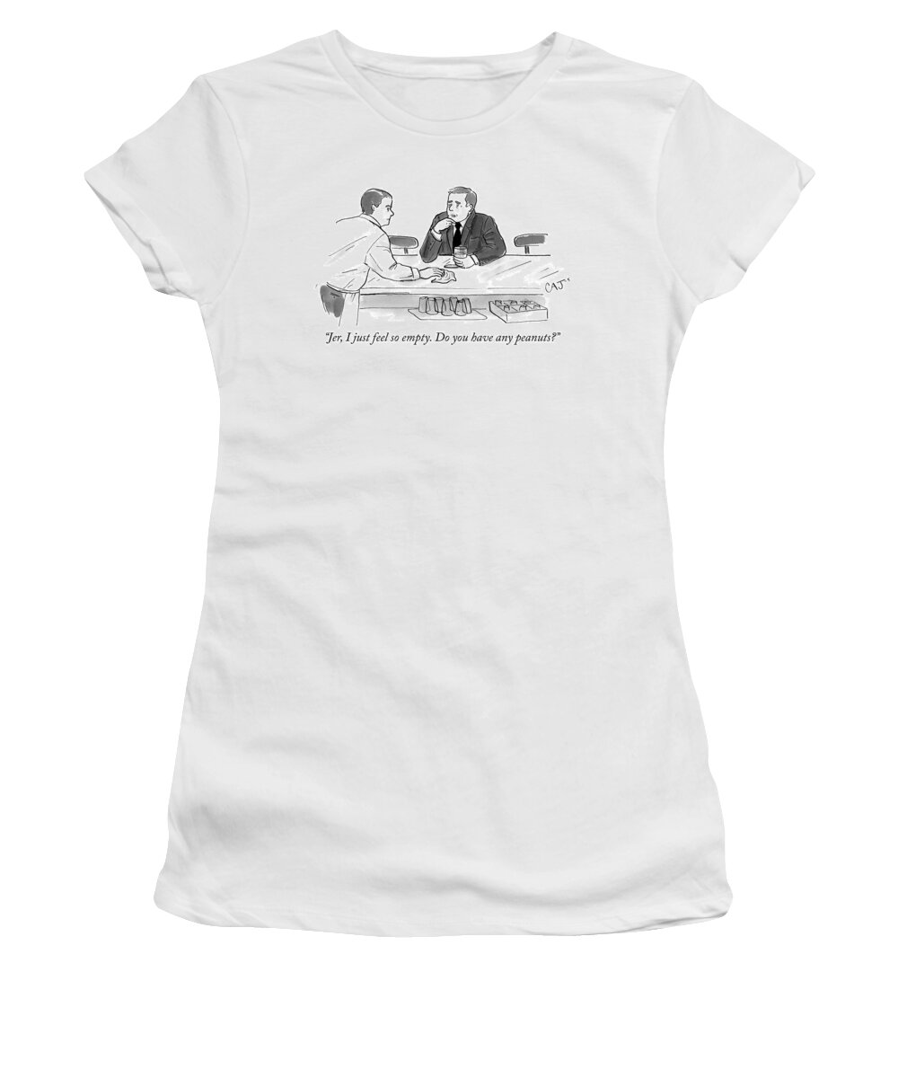 jer Women's T-Shirt featuring the drawing Jer I just feel so empty by Carolita Johnson