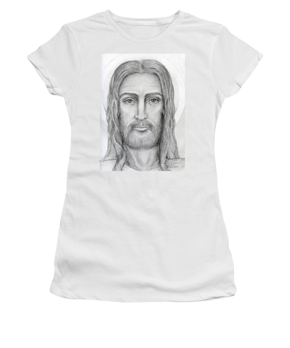 Jesus Women's T-Shirt featuring the drawing Jesus Christ by Jo Thomas Blaine